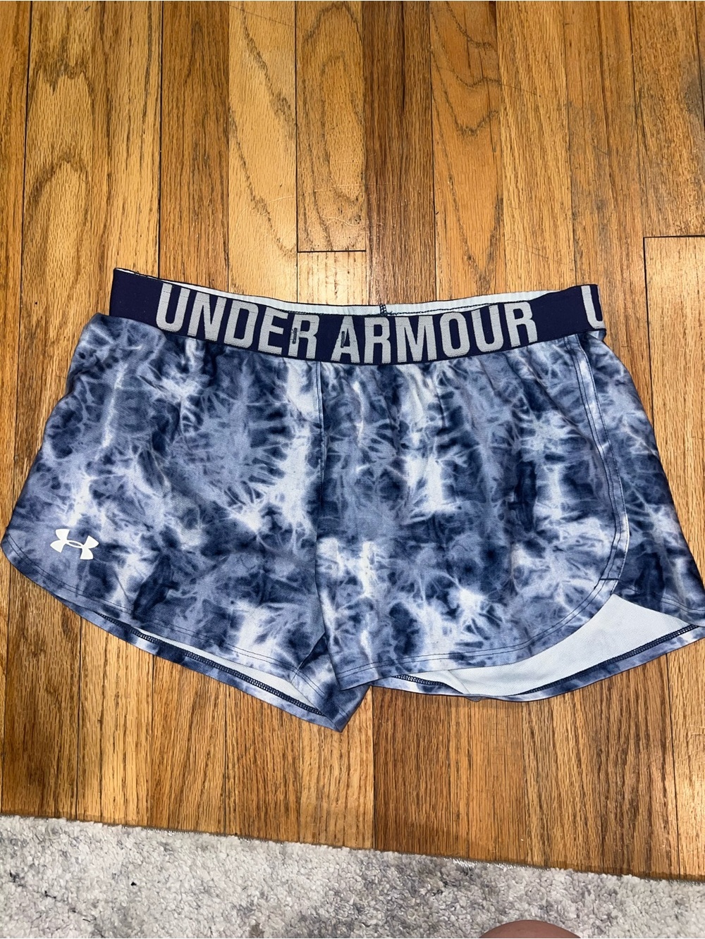 Under Armour Women's Navy and White Tie-Dye Athletic Shorts